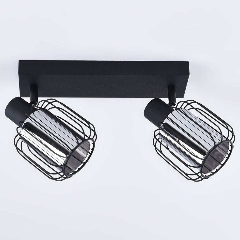 Takspotlight Dua med två lampor - rökfärgat glas med vridbara spotlights