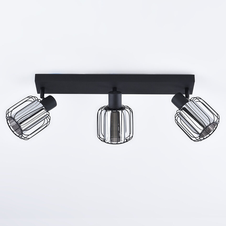 Takspotlight Diya med tre lampor - rökfärgat glas med vridbara spotlights