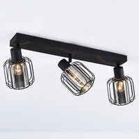 Takspotlight Diya med tre lampor - rökfärgat glas med vridbara spotlights