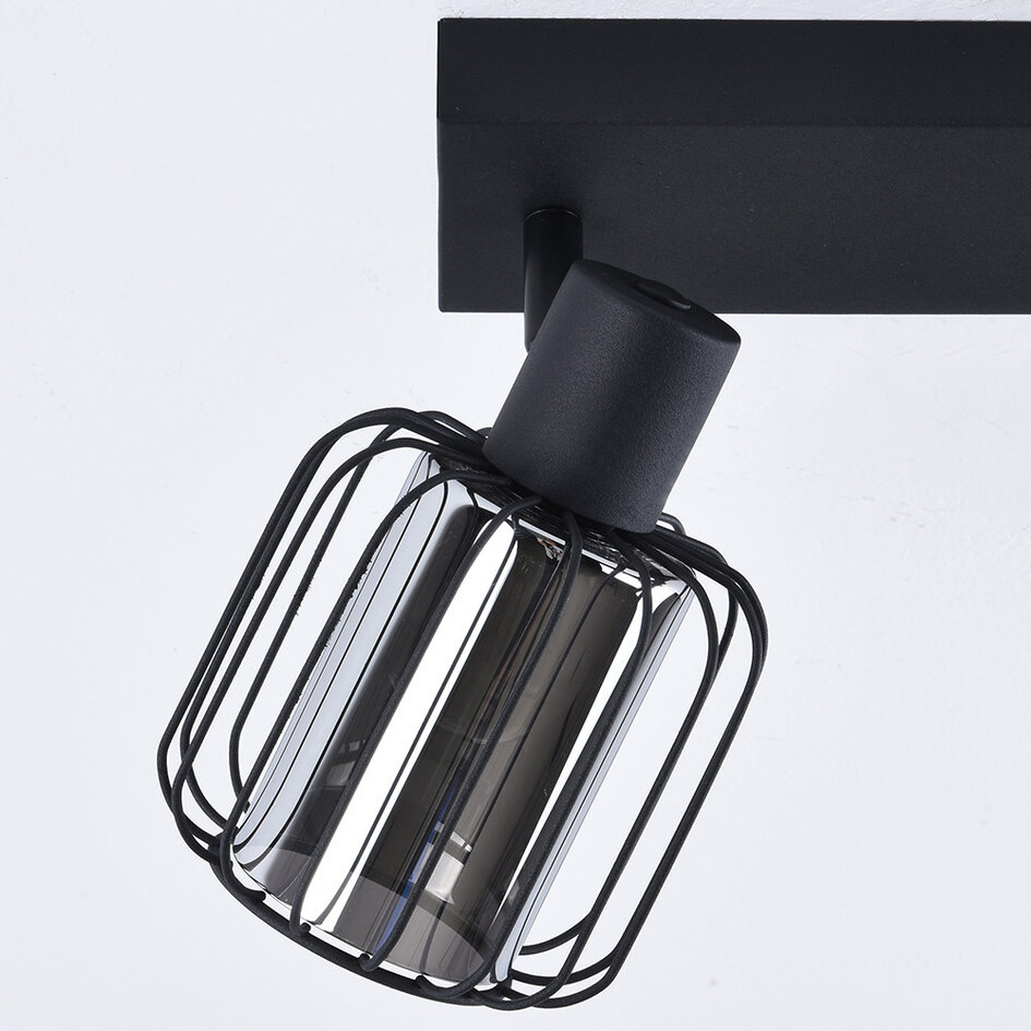 Takspotlight Diya med tre lampor - rökfärgat glas med vridbara spotlights