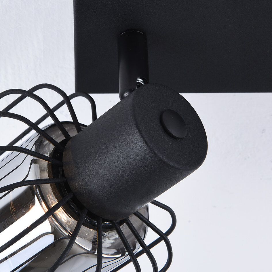 Takspotlight Diya med tre lampor - rökfärgat glas med vridbara spotlights