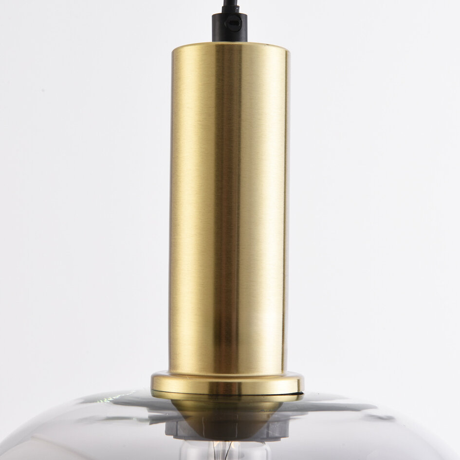 Pendellampa Ischa - rökfärgat glas i äppelform, guld