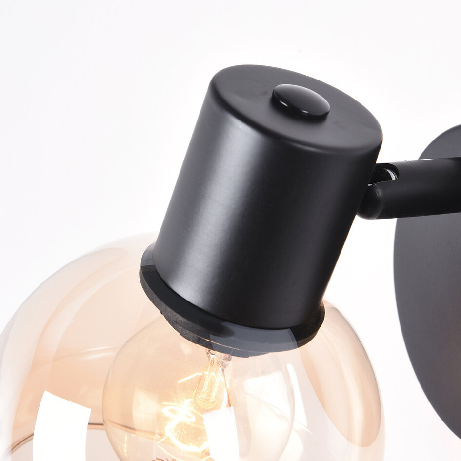 Väggspotlight Pilou - amberfärgat glas och svart