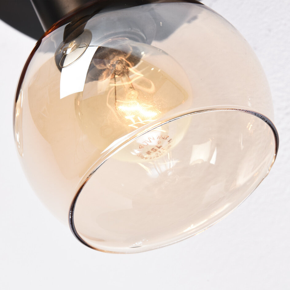 Taklampa Peri med tre lampor - amberfärgat glas