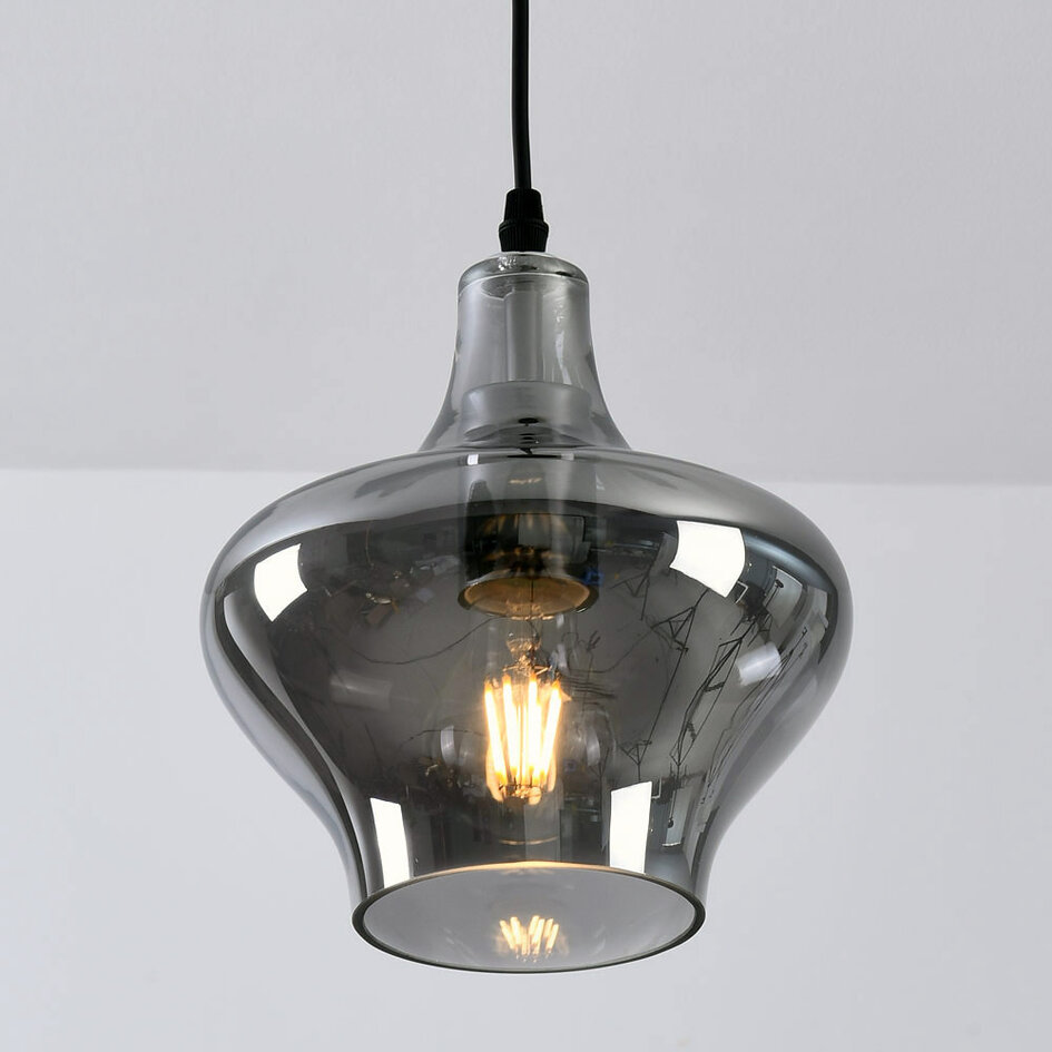 Pendellampa Trinidad med en lampa - rökfärgat glas, mellanstor kula