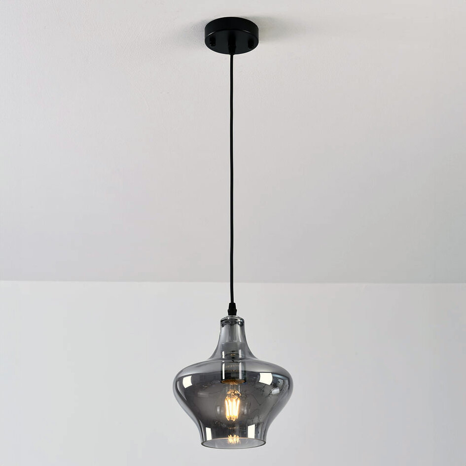 1-ljus pendellampa Trinidad med rökfärgat glas - variant 3