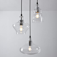 Pendellampa Trinidad med tre lampor - transparent glas
