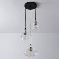 Pendellampa Trinidad med tre lampor - transparent glas