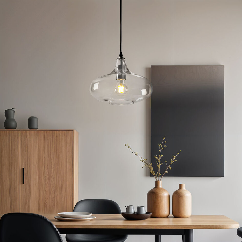 Pendellampa Trinidad med en lampa - transparent glas, stor kula