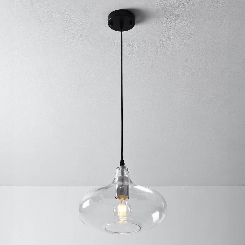 Pendellampa Trinidad med en lampa - transparent glas, stor kula