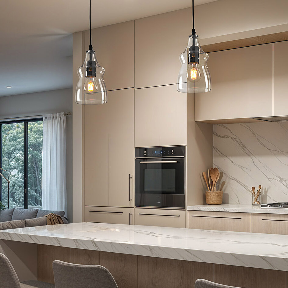 Pendellampa Trinidad med en lampa - transparent glas, liten kula