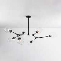 Pendellampa Philip med sju lampor - transparent glas och svart