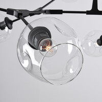 Pendellampa Philip med sju lampor - transparent glas och svart