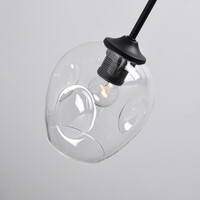 Pendellampa Philip med sju lampor - transparent glas och svart