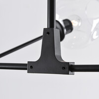 Pendellampa Philip med sju lampor - transparent glas och svart