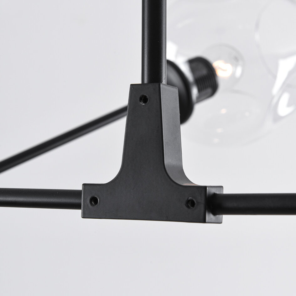Pendellampa Philip med sju lampor - transparent glas och svart