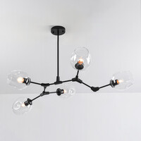 Pendellampa Salome med fem lampor - transparent glas och svart