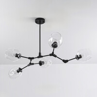 Pendellampa Salome med fem lampor - transparent glas och svart