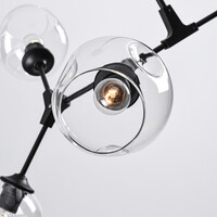 Pendellampa Salome med fem lampor - transparent glas och svart