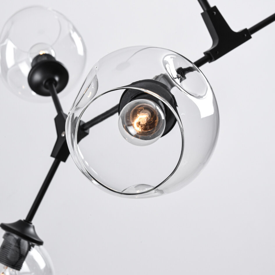 Pendellampa Salome med fem lampor - transparent glas och svart