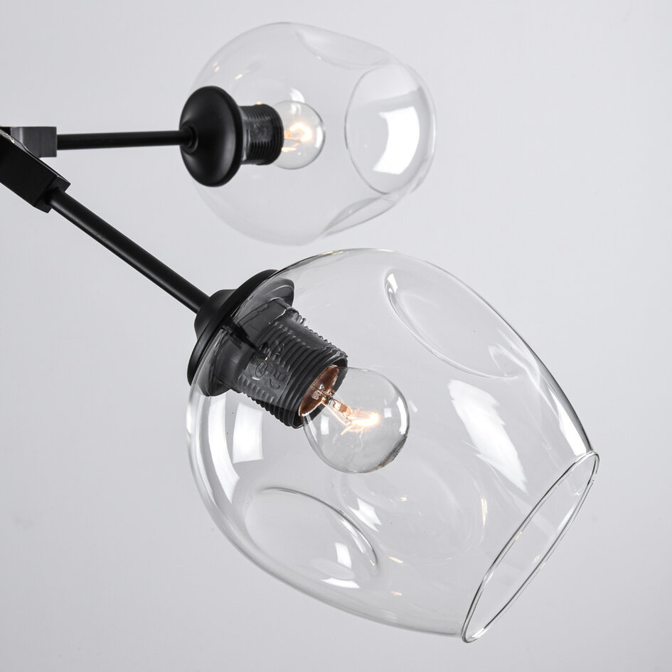 Pendellampa Salome med fem lampor - transparent glas och svart