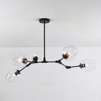 Pendellampa Salome med fem lampor - transparent glas och svart