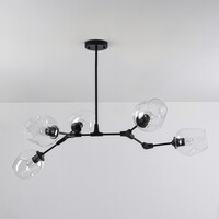 Pendellampa Salome med fem lampor - transparent glas och svart