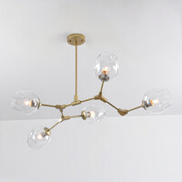 Pendellampa Selini med fem lampor - transparent glas och guld