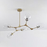 Pendellampa Selini med fem lampor - transparent glas och guld