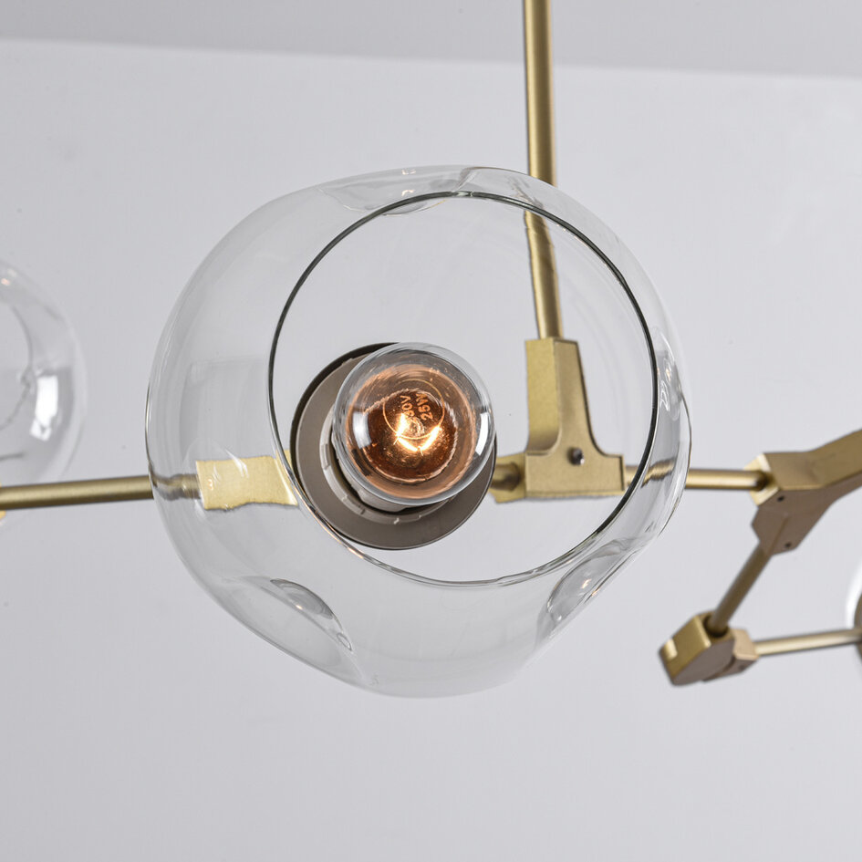 Pendellampa Selini med fem lampor - transparent glas och guld