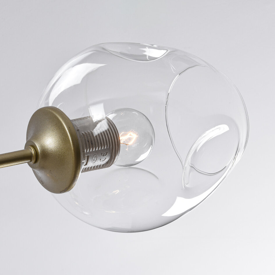 Pendellampa Selini med fem lampor - transparent glas och guld
