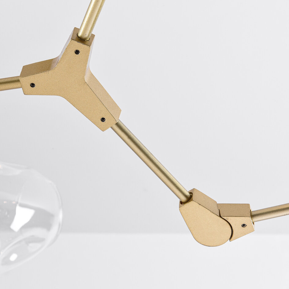 Pendellampa Selini med fem lampor - transparent glas och guld