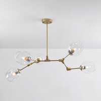 Pendellampa Selini med fem lampor - transparent glas och guld