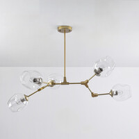 Pendellampa Selini med fem lampor - transparent glas och guld