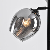 Golvlampa Julius med tre lampor - svart med rökfärgat glas