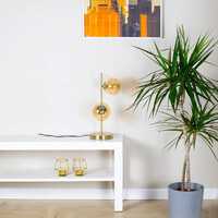 Bordslampa Ethan med två lampor - brons med amberfärgat glas