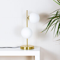 Bordslampa Ethan med två lampor - brons med mjölkvitt glas
