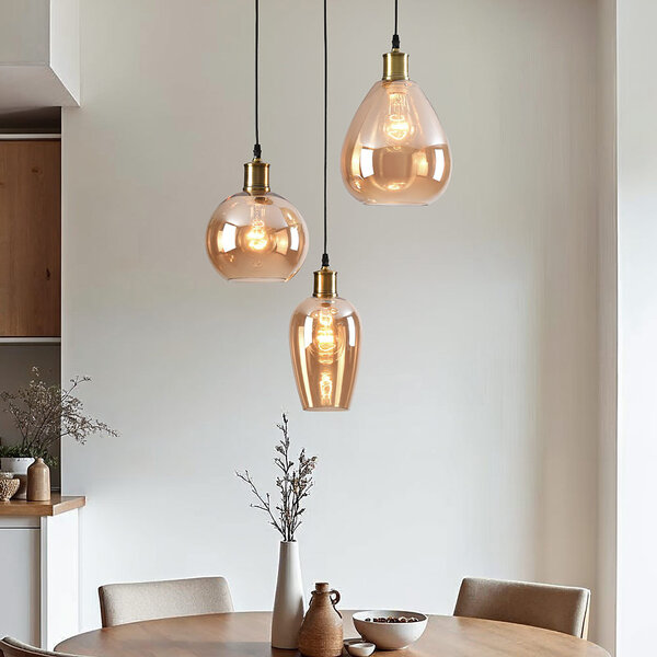 Design taklampa med jämnt bärnstensfärgat glas - Verona