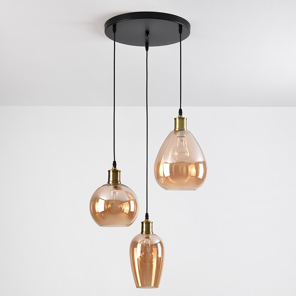 Design taklampa med jämnt bärnstensfärgat glas - Verona