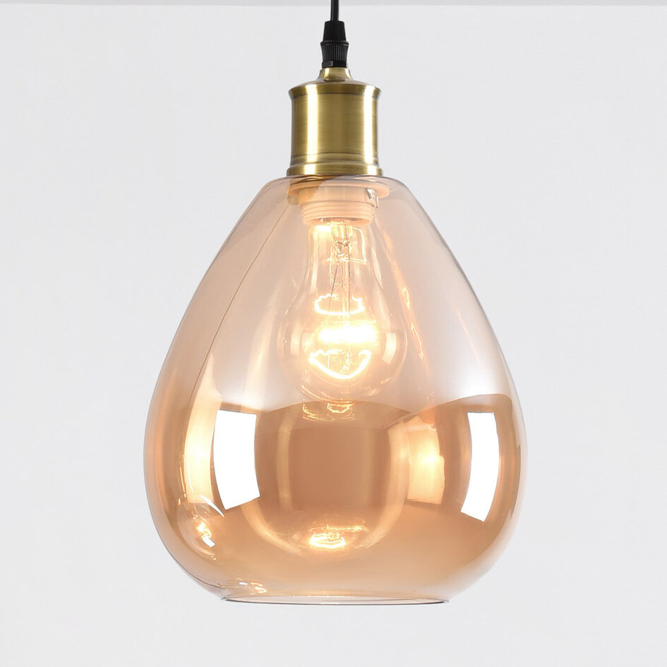 Design taklampa med jämnt bärnstensfärgat glas - Verona