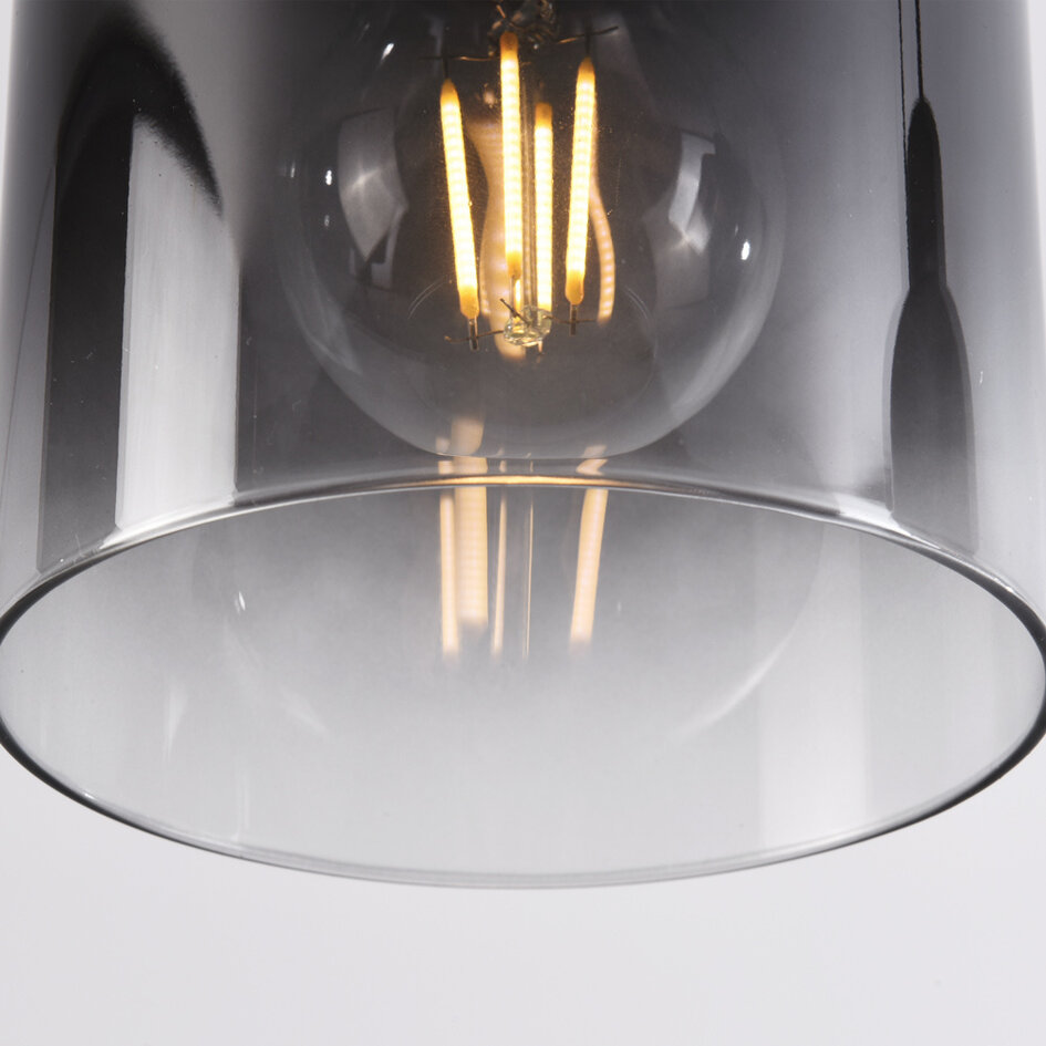 Pendellampa Lyra med tre lampor - rökfärgat glas med toning och svart