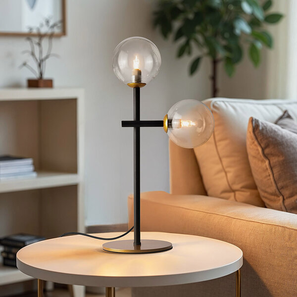 Bordslampa Chase med två lampor - transparent glas