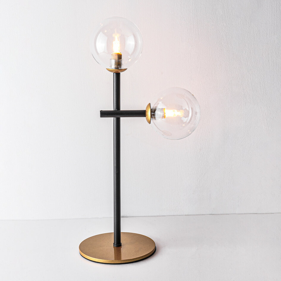 Bordslampa Chase med två lampor - transparent glas