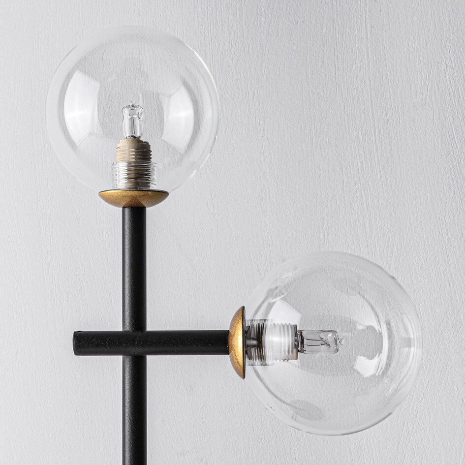 Bordslampa Chase med två lampor - transparent glas