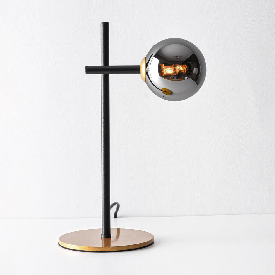 Bordslampa Glenn - rökfärgat glas med spegeleffekt