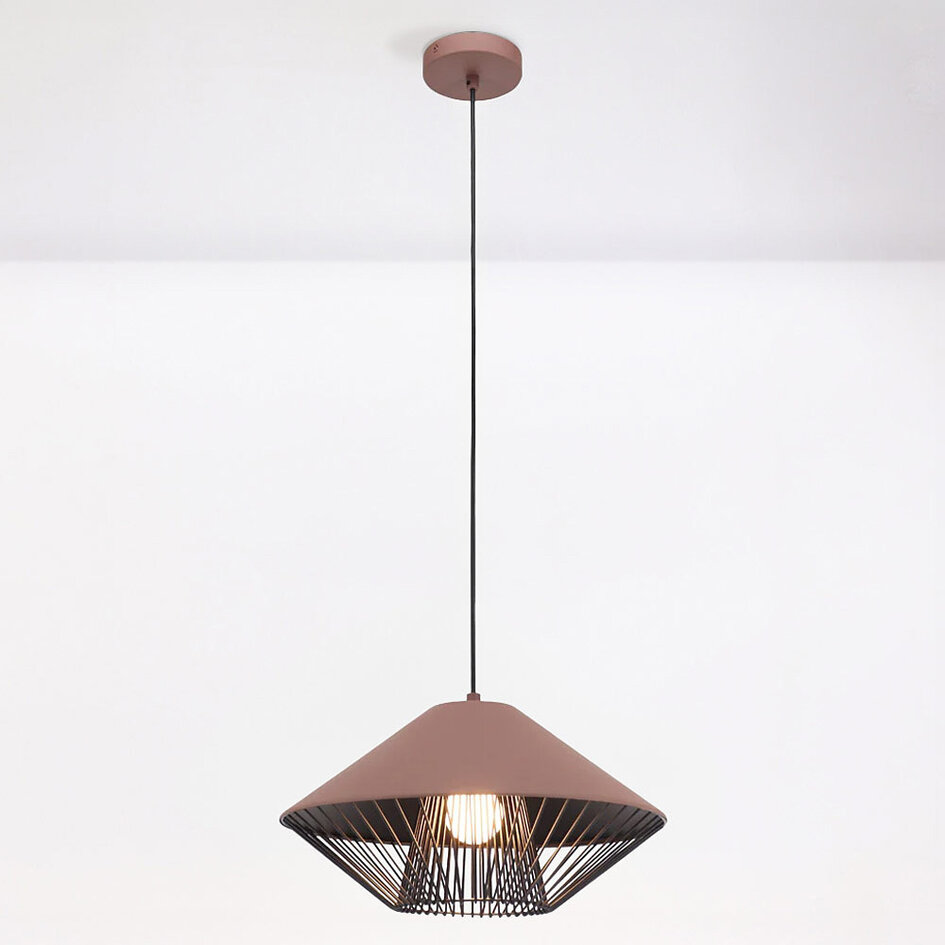 Modern pendellampa Aiva - halvöppen skärm i kaffebrunt