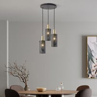 Minimalistisk pendellampa Valji med tre lampor med svarta skärmar