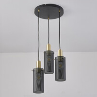 Minimalistisk pendellampa Valji med tre lampor med svarta skärmar