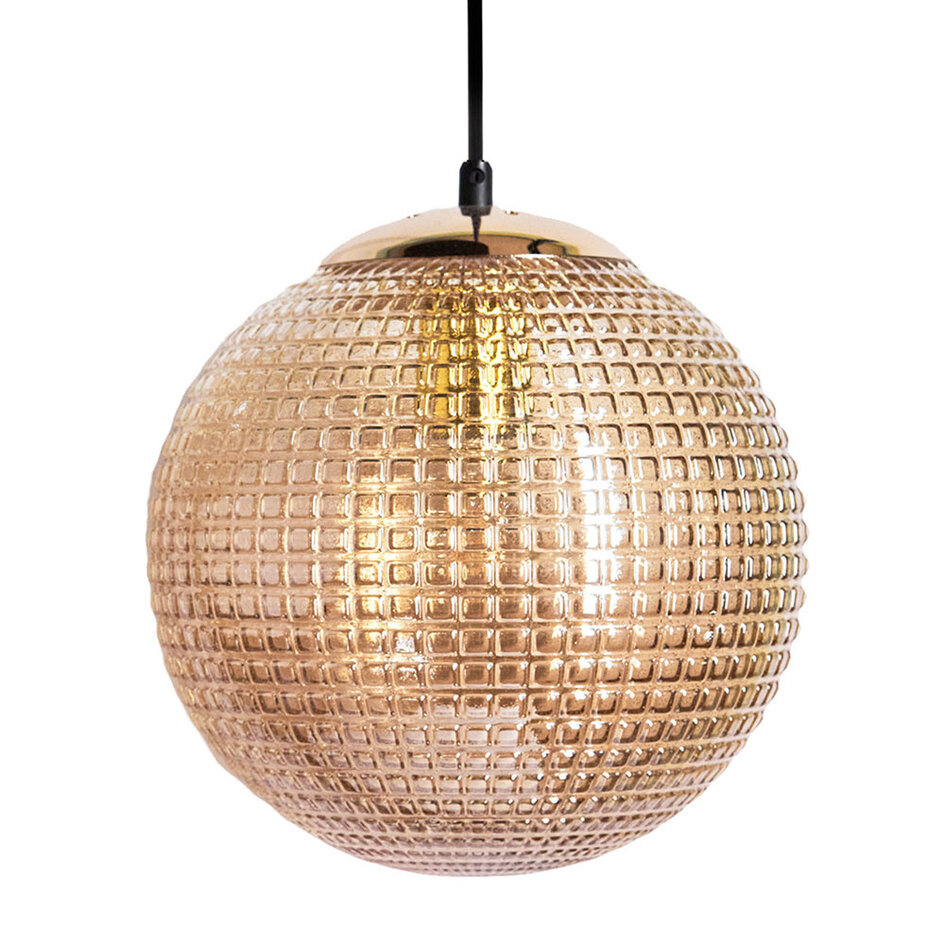 Pendellampa Sila - amberfärgat räfflat glas