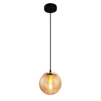 Pendellampa Sila - amberfärgat räfflat glas